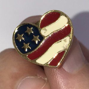 Heart American Flag Avon Pin